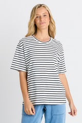 Relax Boxy Tee - Black/White Stripe