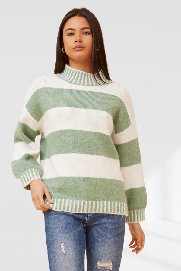 Zara Stripe knit - sage