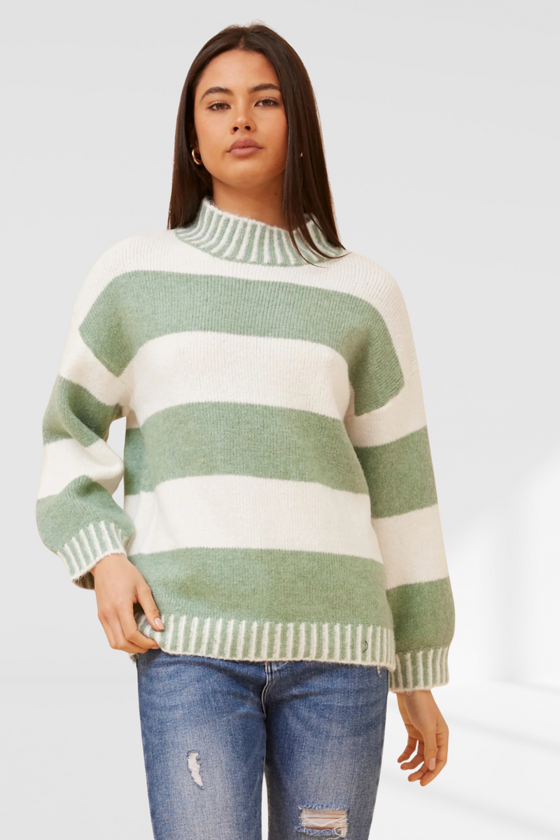 Zara Stripe knit - sage