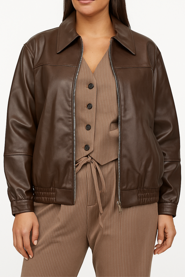 Sara PU jacket - Chocolate