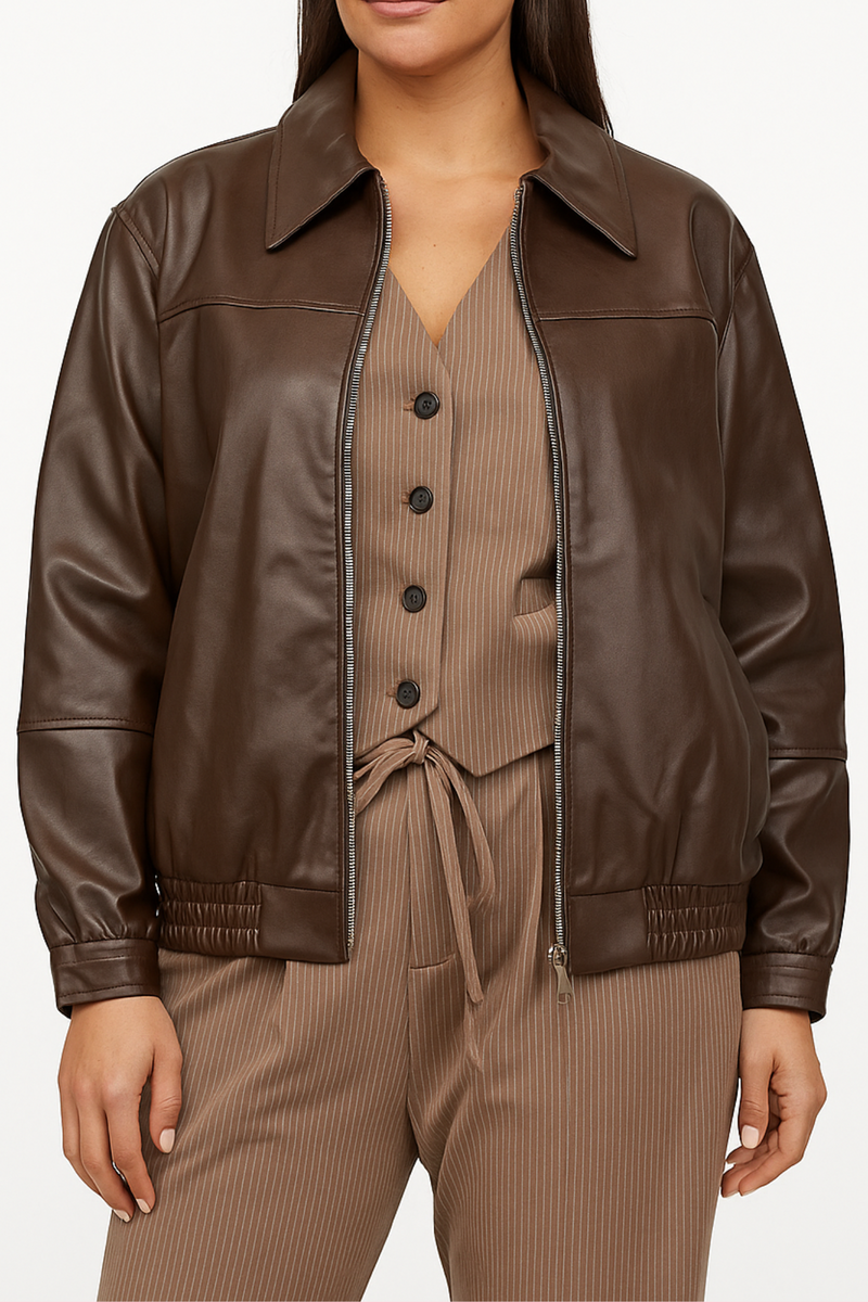 Sara PU jacket - Chocolate