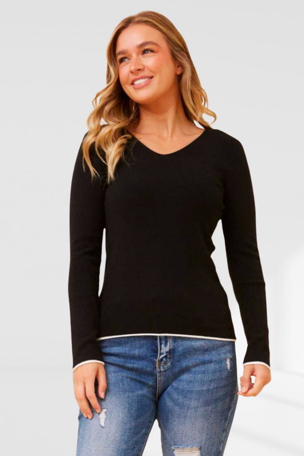 Felicity Knit - Black with white contrast