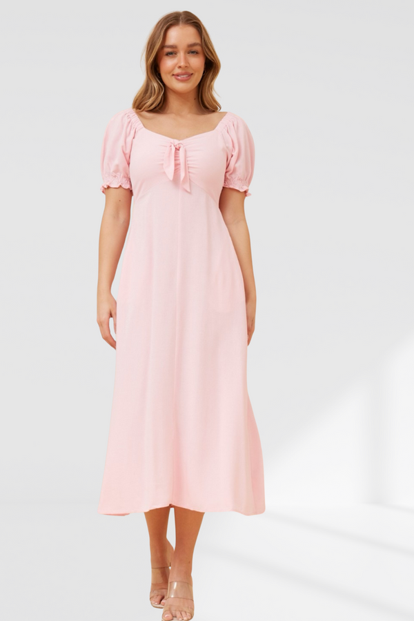 Danny Bow Dress - Baby Pink