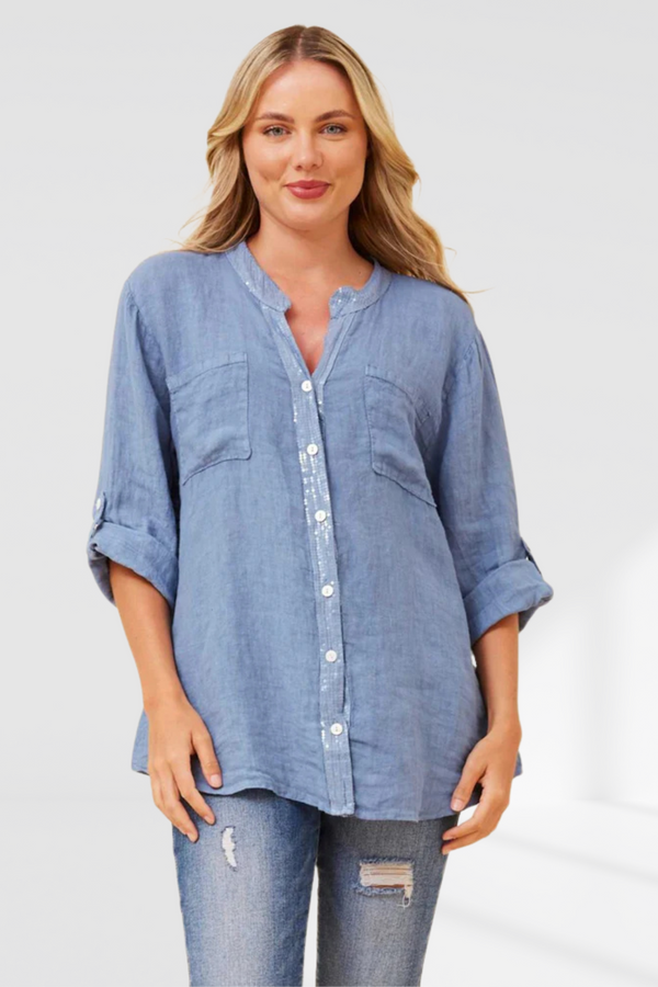 Sequin detail shirt - light denim