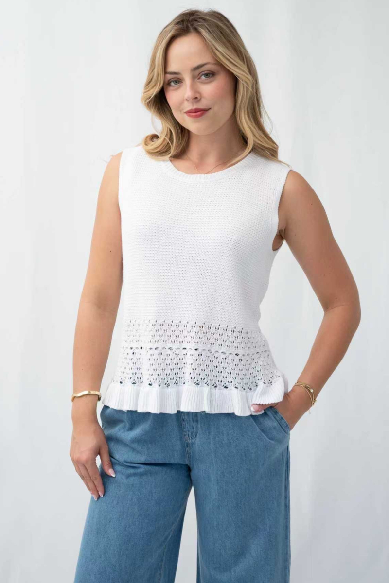Rose Crochet Top -white