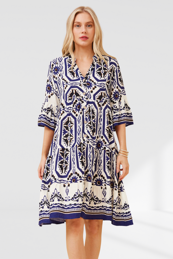Shani Dress - Multi Blue