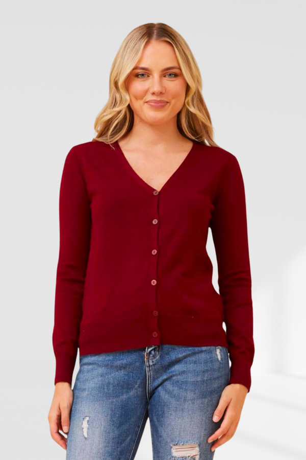 Siera Buttoned Cardigan - Red Dahlia