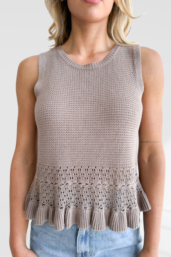 Rose Crochet Top - coffee