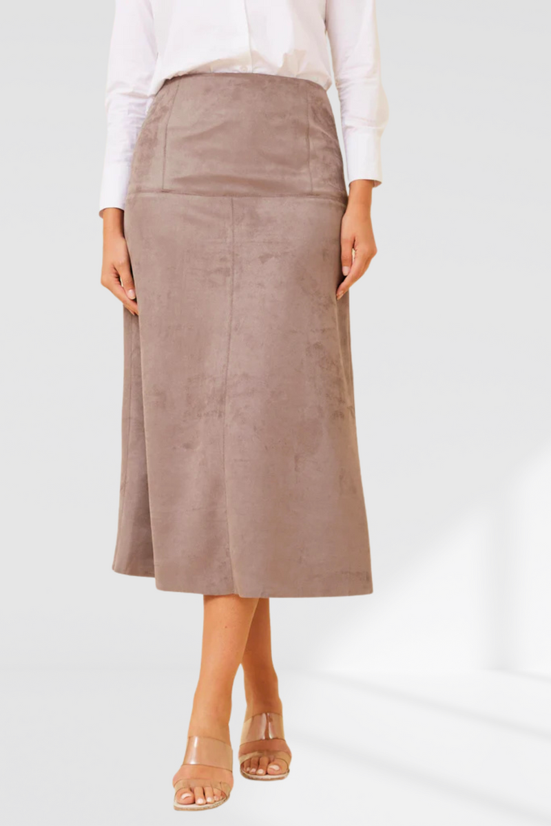 Faux Suede Aubrey Skirt - Possum