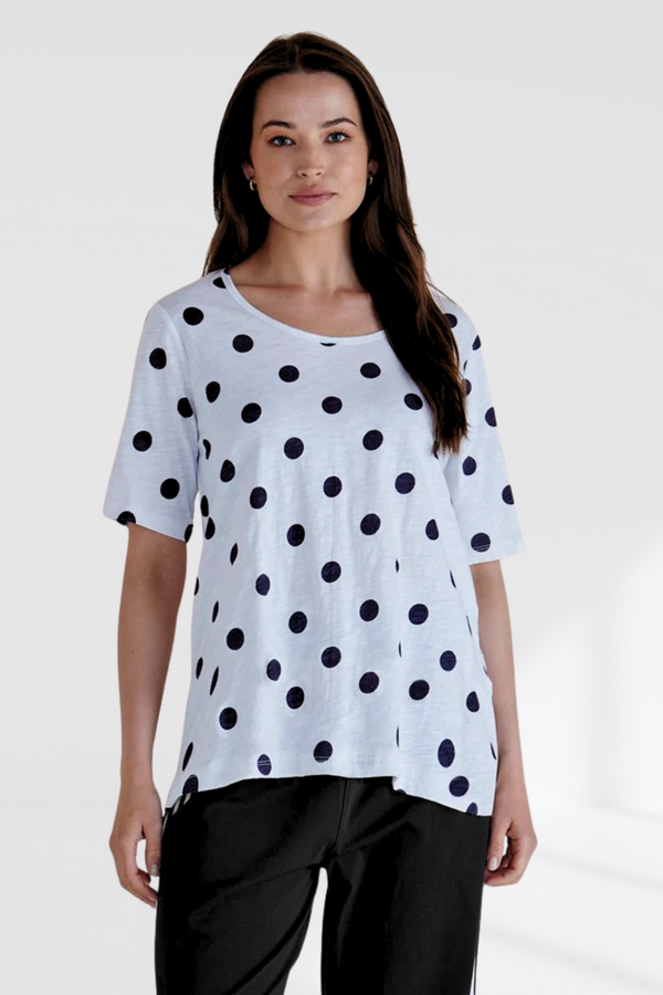 Riley Tee - Navy Polkadot | Betty Basics