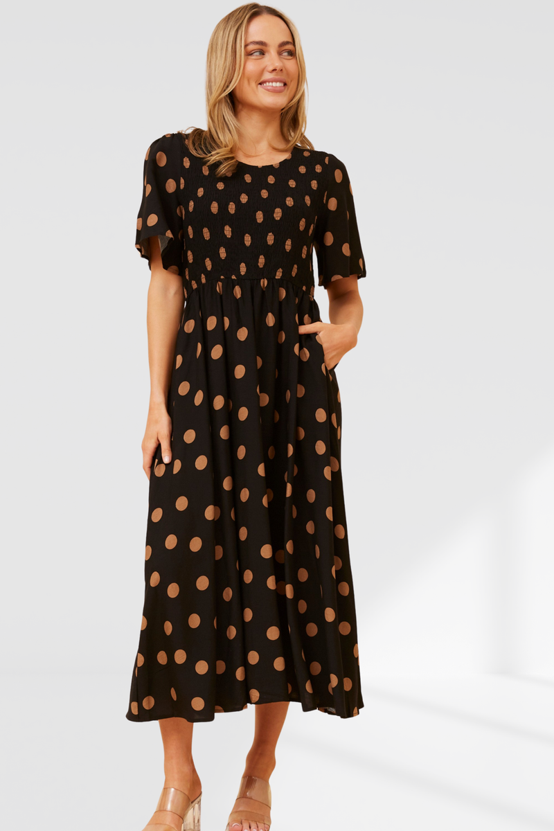 Izzy Dress - Black/ Beige