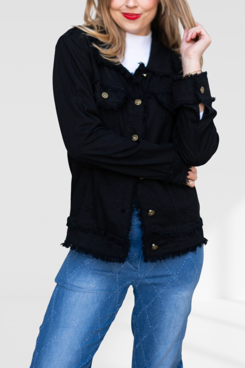 Becki Fringe Jacket - Black
