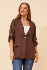 Penny linen jacket- Chocolate
