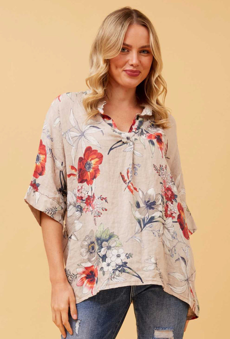 Floral linen shirt