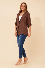 Penny linen jacket- Chocolate