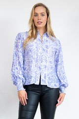 Citra Balloon Sleeve Top - Blue