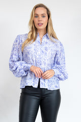 Citra Balloon Sleeve Top - Blue