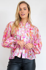 Citra Balloon Sleeve Top - pink