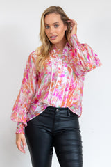 Citra Balloon Sleeve Top - pink