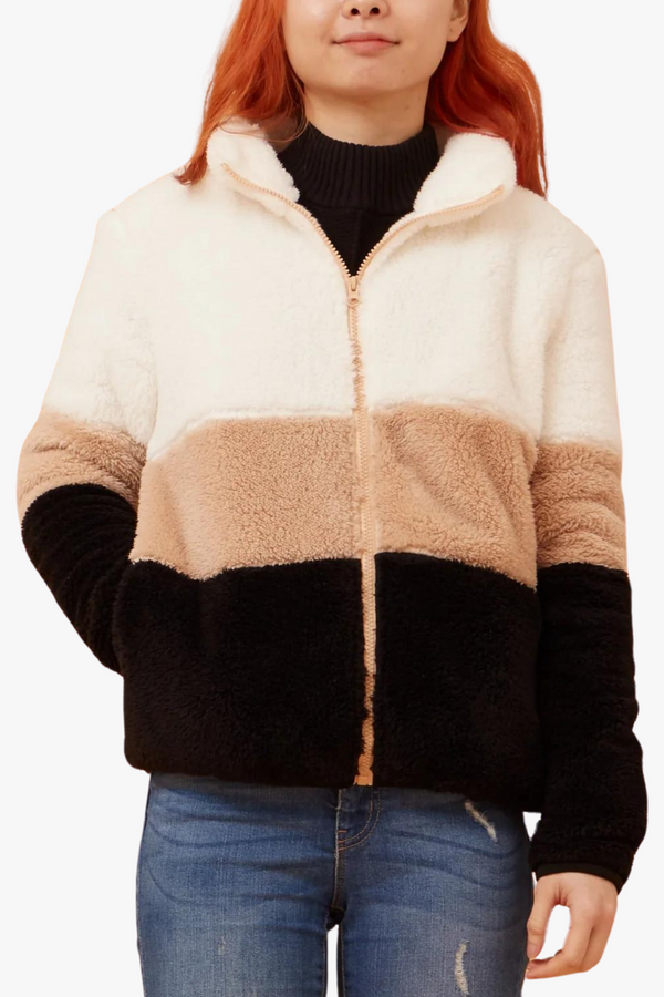 Zip front colour block jacket