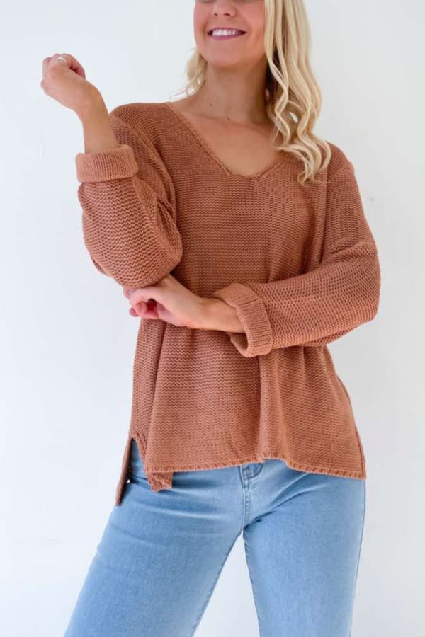 Domini loop knit jumper - cinnamon
