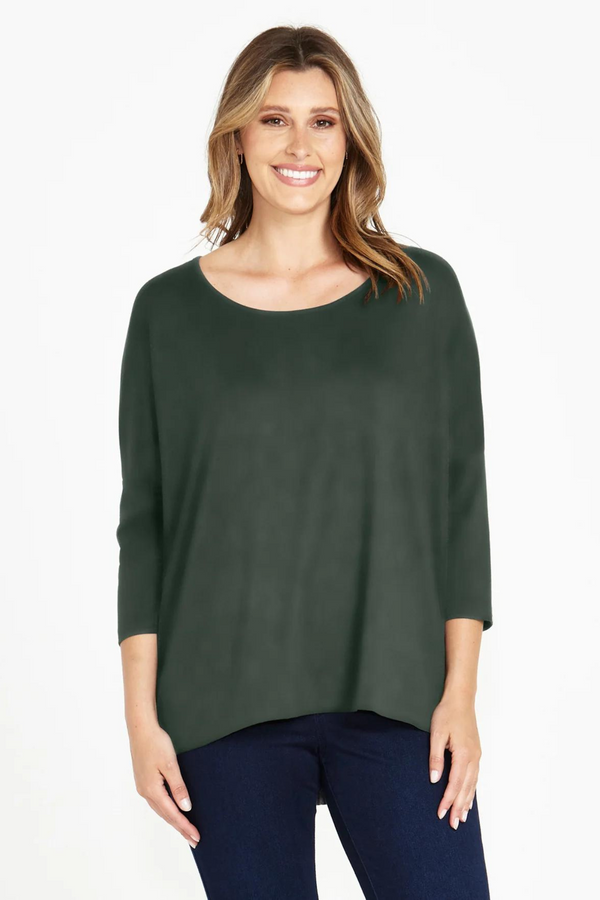 Milan 3/4 Sleeve Top - Dusty Moss