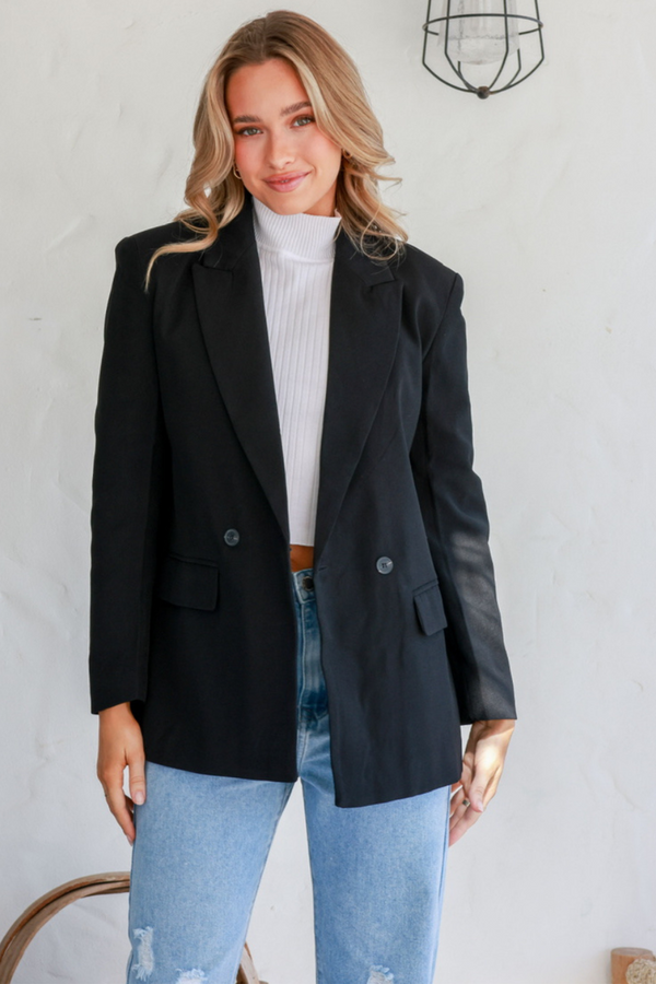 Shay boyfriend 2 button blazer - Black