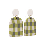 Green Gingham Earrings