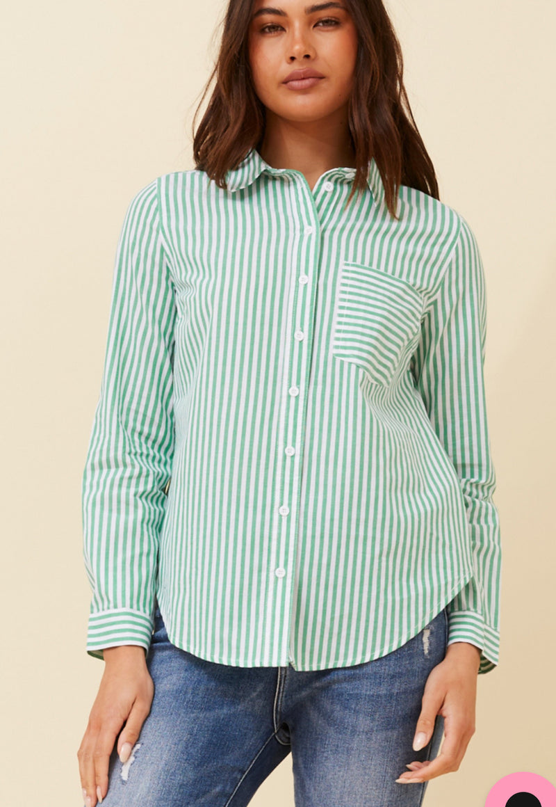 Lucy Stripe Shirt - Jade