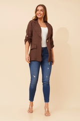 Penny linen jacket- Chocolate