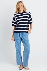 Libby Boxy Top- Navy stripe
