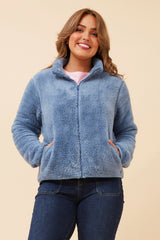 Jade fluffy jacket - Indigo blue