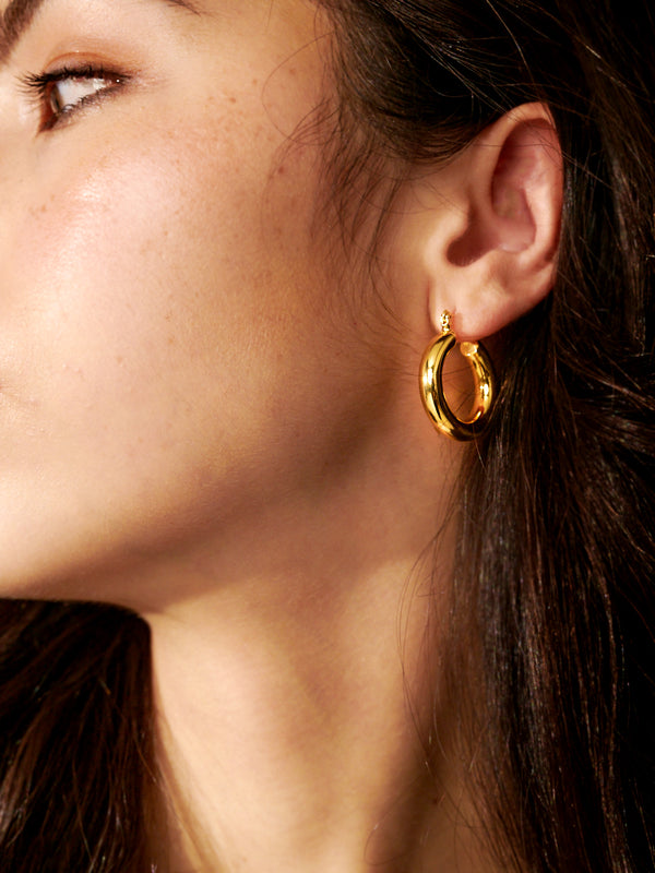 Vanya Gold Plated Hoop Earrings - Gold