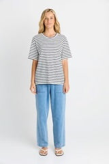 Relax Boxy Tee - Black/White Stripe