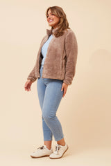 Jade fluffy jacket - Clay