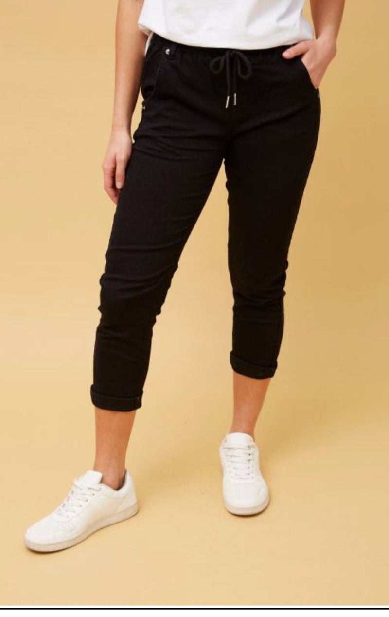 Siena Front Tie Jogger - Black