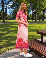 REISS MIDI DRESS - PINK
