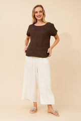 Lina linen top - chocolate