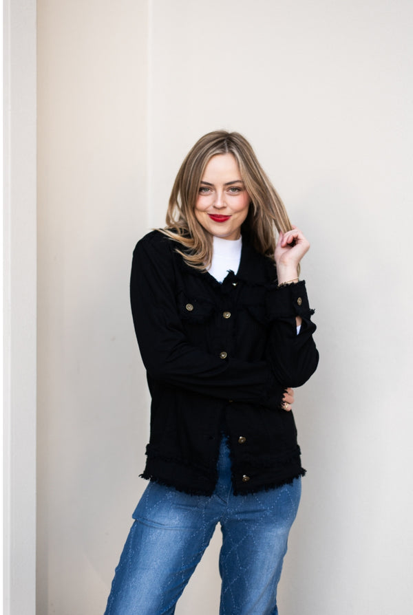 Becki Fringe Jacket - Black