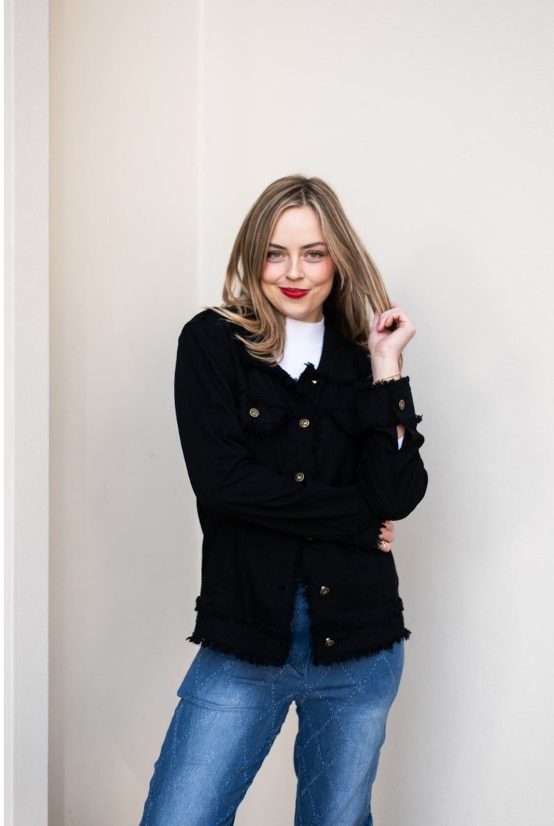 Becki Fringe Jacket - Black