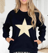 Star printed sweater - Black