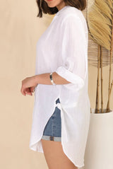 Side Tie Shirt - White