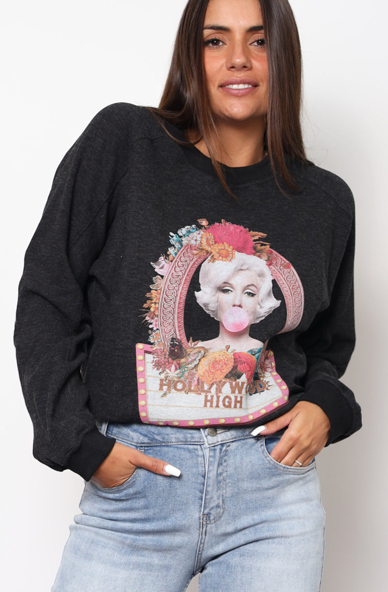 Marilyn Bubblegum Sweater-Black