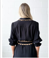 LACE TRIM GODET DRESS