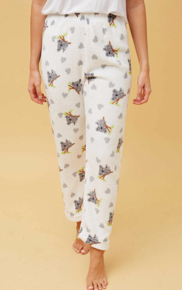 Koala Plush Pyjama Pants - Multi White
