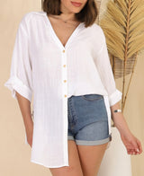 Side Tie Shirt - White
