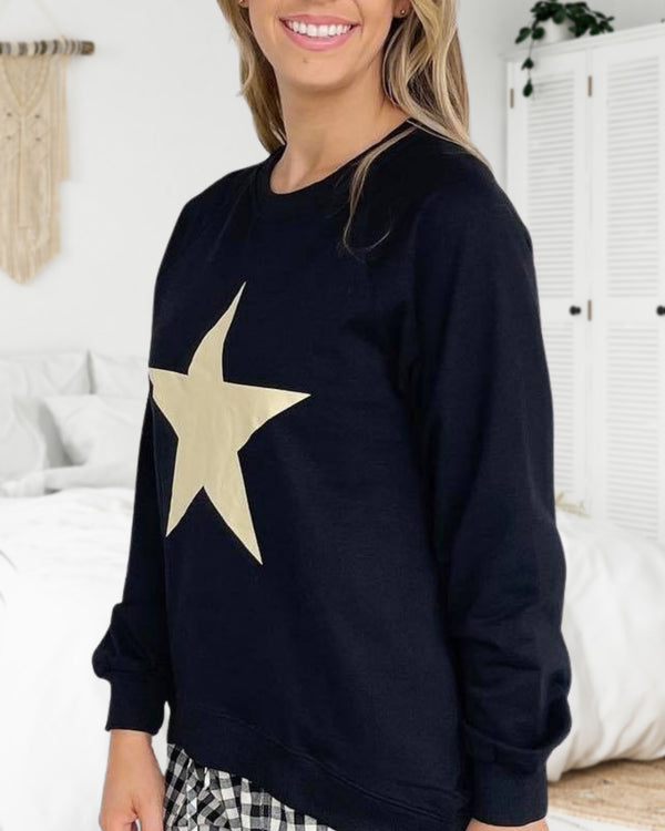 Star printed sweater - Black