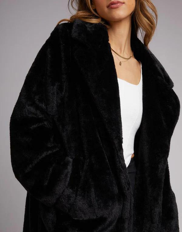 MOLLY FUR COAT - black