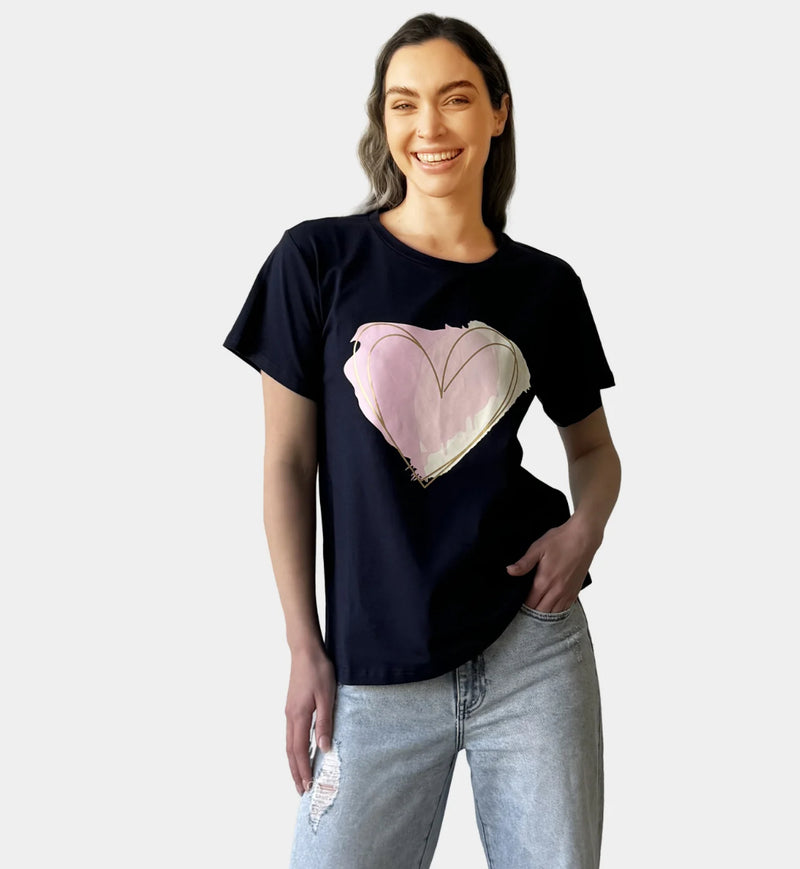 Amyic heart tee- navy