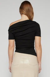 Two way wear jersey with asymmetric hem - black
